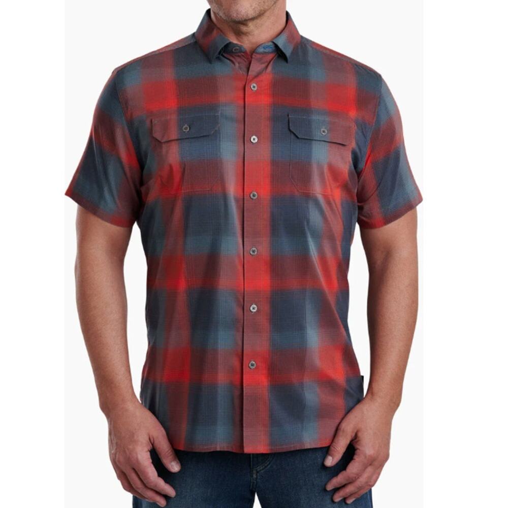 KUHL Reponse Short Sleeve Mens Short Sleeve Button Up Shirt Red Size Large